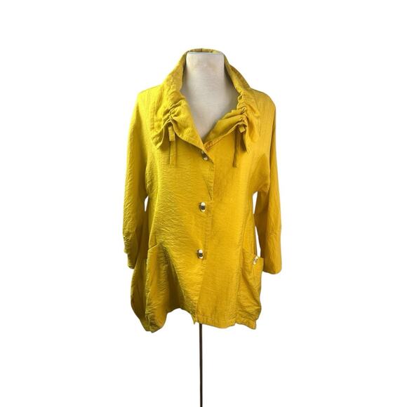 Redwood Court Silk Bamboo Ruched Collar Jacket‎ Women's Size M Ornate Artsy Boho - Picture 4 of 11